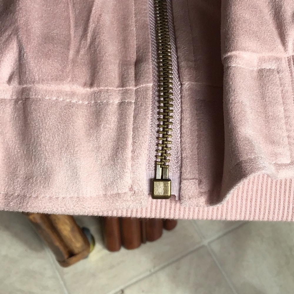 Baby Pastel Pink “Sandwashed Silk” or “Sueded Silk” Bomber Jacket - Picture 4 of 8